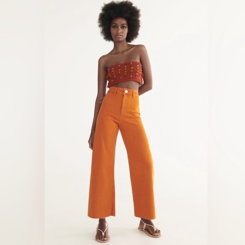 Zara Orange Marine Fit Wide Leg Jeans